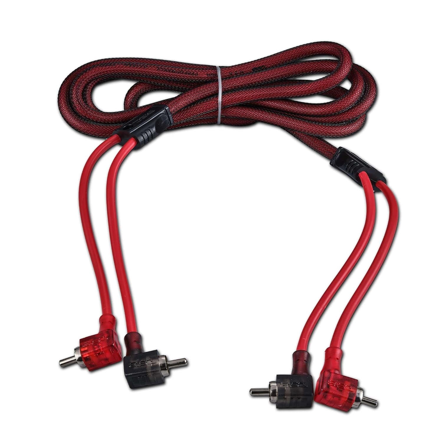 R6.L 100% Oxygen Free Copper OFC Ultra Flex 2-Channel RCA with 90 Degree Ends - Dual Twist Wire Noise Reducing Audio Cable for Amplifiers, Subwoofers, Speakers - 6 FT