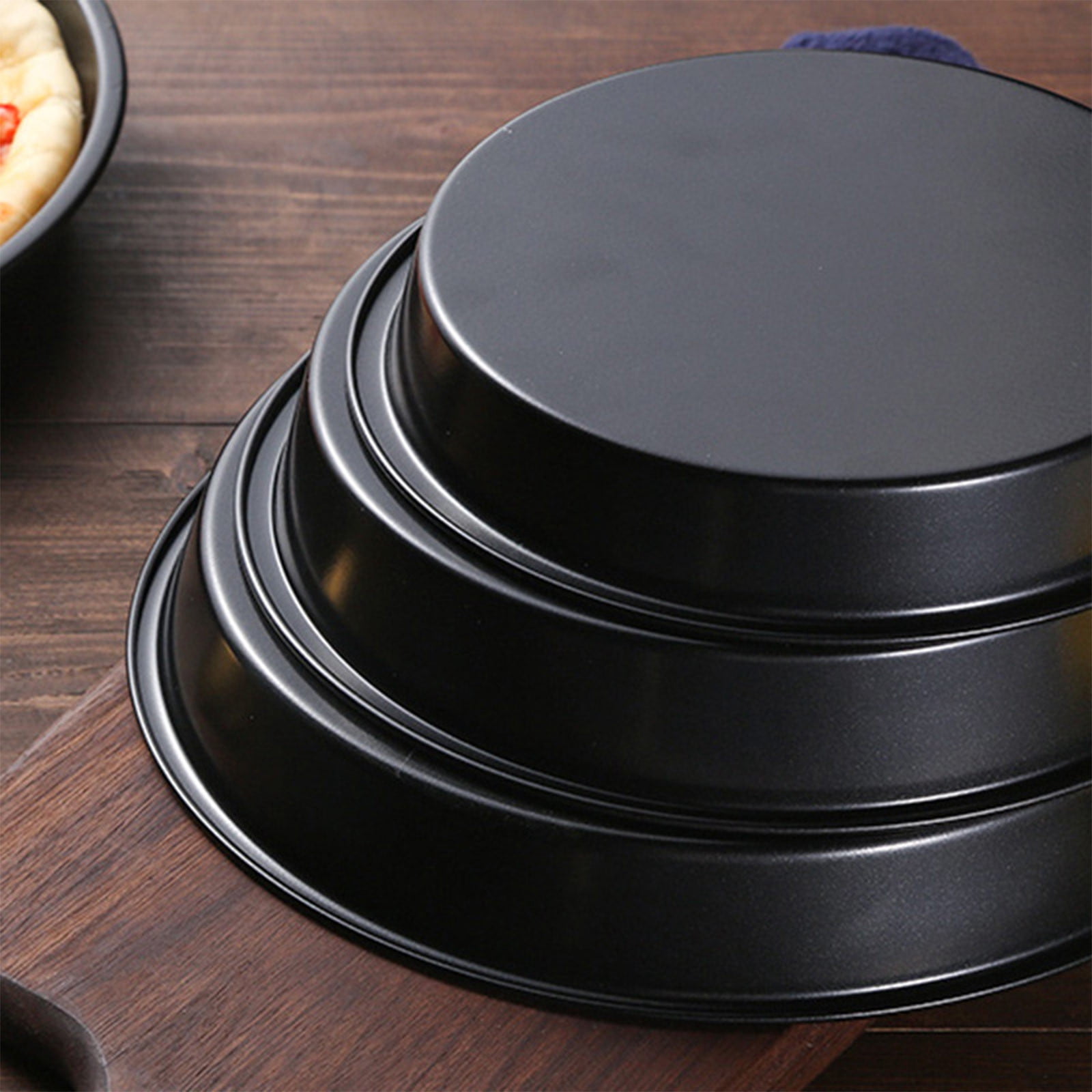 JeashCHAT Pizza Pan Nonstick Carbon Steel Pizza Pan Deep Dish Pizza Tray Pie Pan Round Baking Pan Bakeware for Home Kitchen, Black 6 Inch