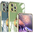 thumbnail image 6 of Compatible with iPhone 12 Pro Max Ring Holder Case Shiny Plating Rose Gold Edge 360 Degree Rotation Kickstand for Women Girls Slim Soft Flexible TPU Protective Cover Case, 6.7 Inch, 6 of 7
