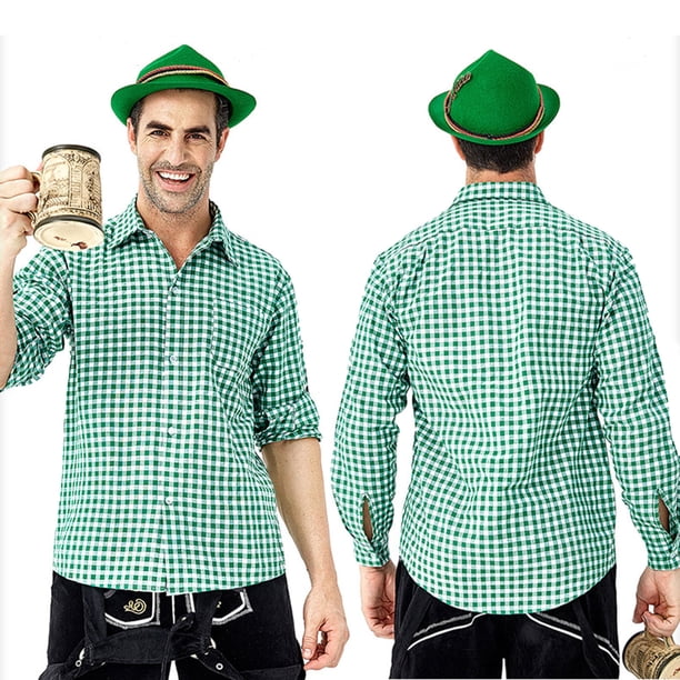 Blusa y camisa de manga larga con cuello vuelto para hombre, disfraz de festival de cerveza, disfraz de Baviera, camisa de festival de cerveza, camisa de carnaval para hombre, pantalones cortos de pol