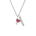 thumbnail image 2 of Delight Jewelry Silvertone Hot Pink Tropical Drink Silvertone Fearless Bar Charm Necklace, 23", 2 of 4