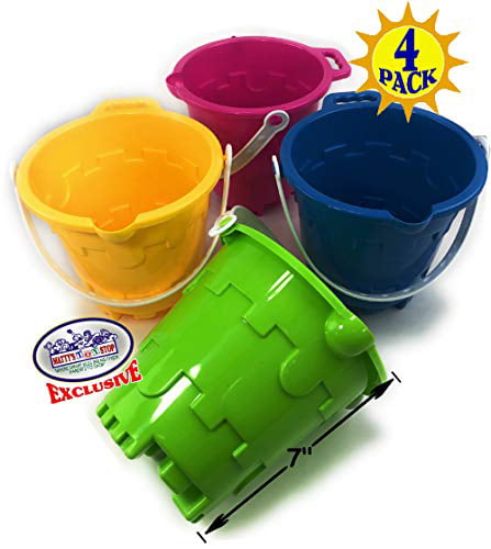 2 Pack Blue Swirl & Purple Swirl Party Set Bundle Mattys Toy Stop Beach Gear 7 Plastic Castle Mold Sand Buckets Pails 