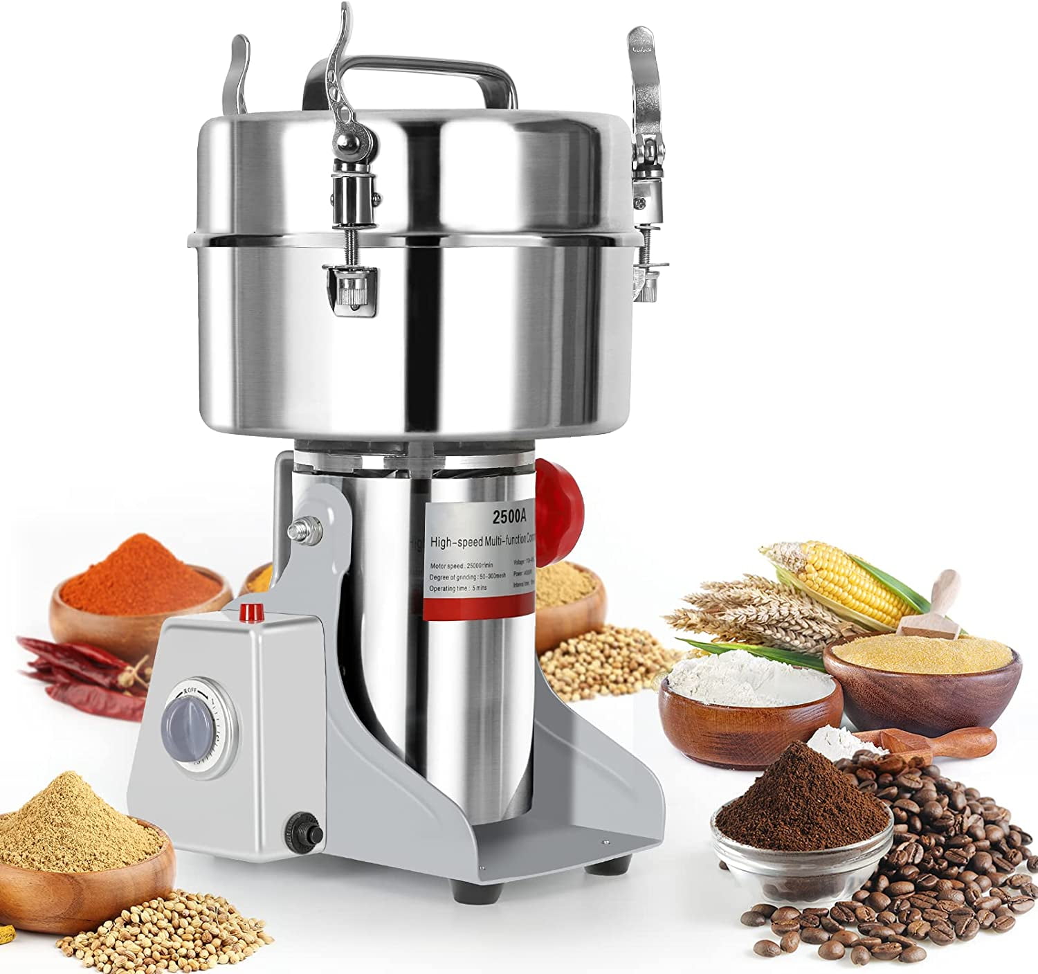 220V 4500g Commercial Grain Mill Grinder Beans Spices Herb Nuts Grinding  Machine