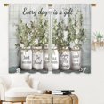 thumbnail image 4 of Green Leaves Eucalyptus Inspirational Kitchen & Bathroom Curtains - Rustic Flower Quotes, Farmhouse Floral Cafe Style - 27.5x39 Inch, 4 of 7