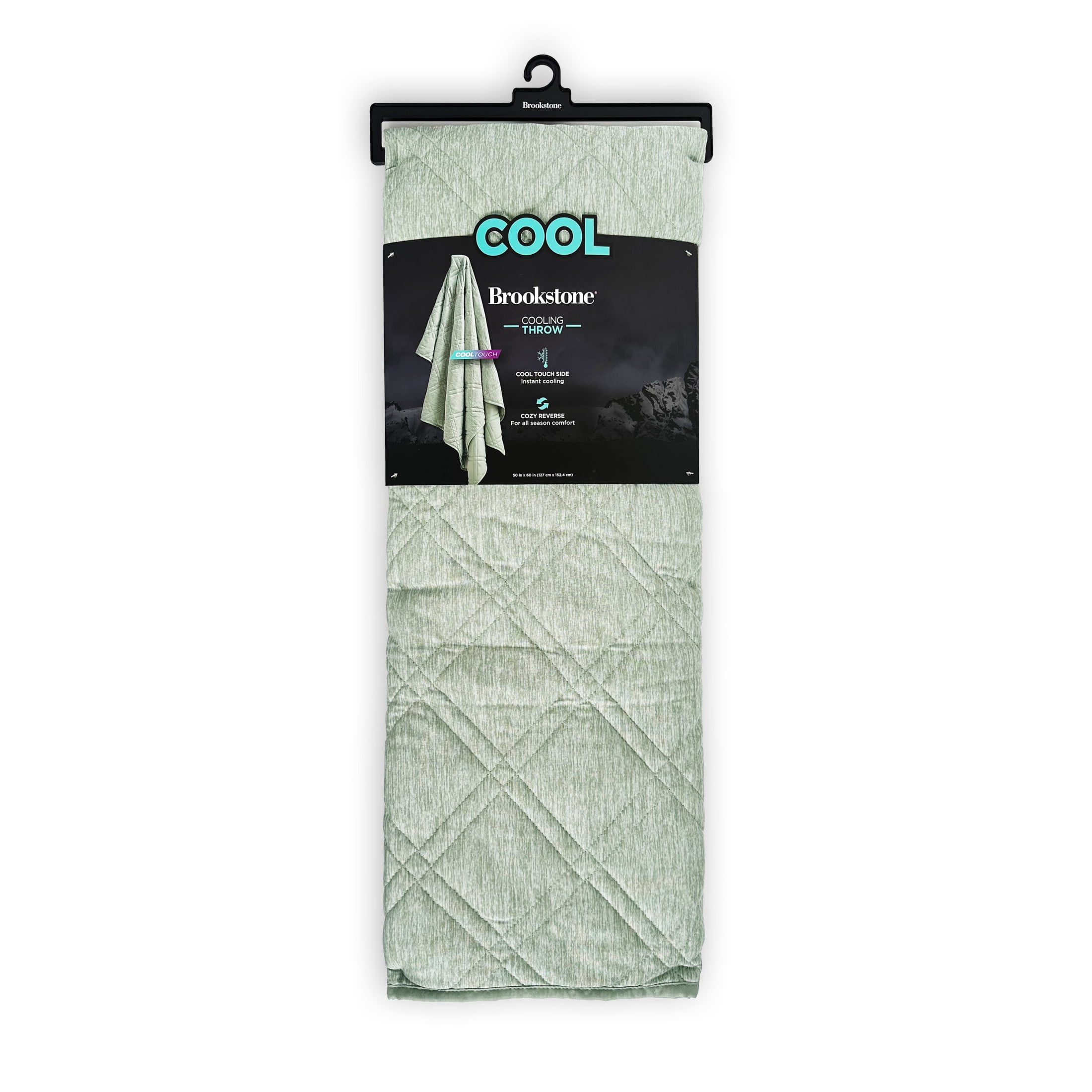 Brookstone Cooling Throw Green, Solid Print, Nylon Polyethylene, Knit, 1 Piece, Standard Size
