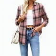 thumbnail image 2 of Womens Button Down Shirts Lightweight Plaid Long Sleeve Collared Jacket Tops Vintage Casual Business Loose Fit Blouses Pink L, 2 of 9