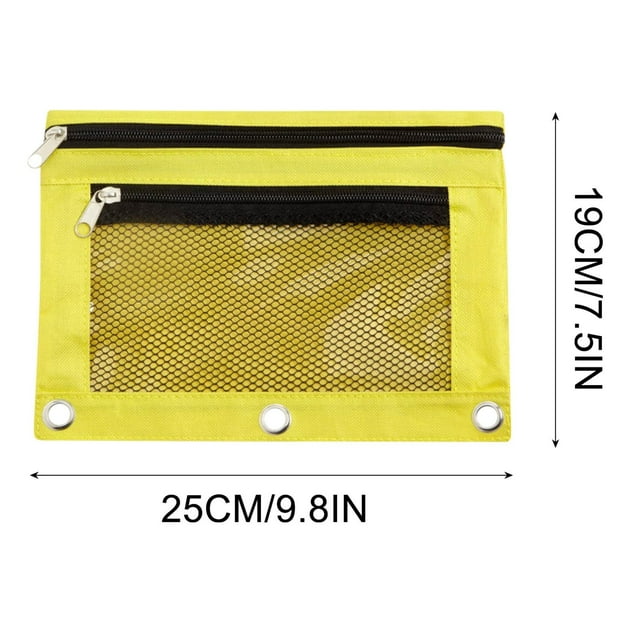 Double Zipper 3-Ring Binder Pencil Pouch with Clear View Window - Oxford Cloth Organizer for Pens, Pencils, and Markers Easy Attachment - Durable and Portable Storage