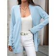 thumbnail image 2 of jinghuiyue Womens Lightweight Cardigans Casual Open Front Long Sleeve Knit Long Cardigan Sweaters with Pockets L, 2 of 7