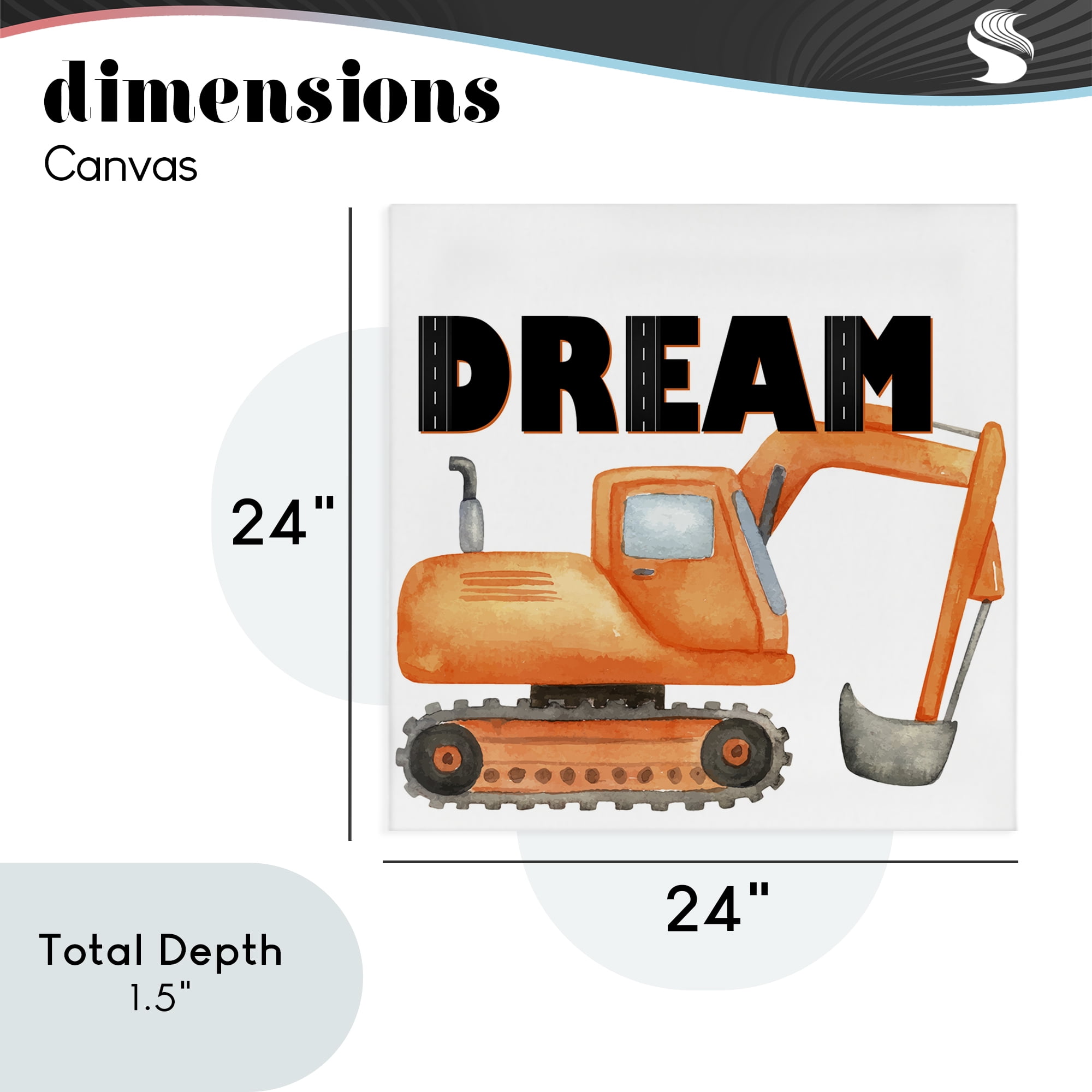 Dream with Orange Excavator Canvas Wall Art, design by Kim Allen