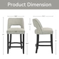 thumbnail image 5 of Vknow Furniture Mid-Century Counter Height Bar Stools Set of 4 with Solid Wood Legs and Ergonomic Backrest for Kitchen Island and Dining Room,Light Gray, 5 of 8