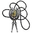 thumbnail image 3 of Moranse Bolo Tie Golden Initial Letter A to Z In Western Cowboy Horseshoe Style with Cowhide Rope Necktie(J), 3 of 4