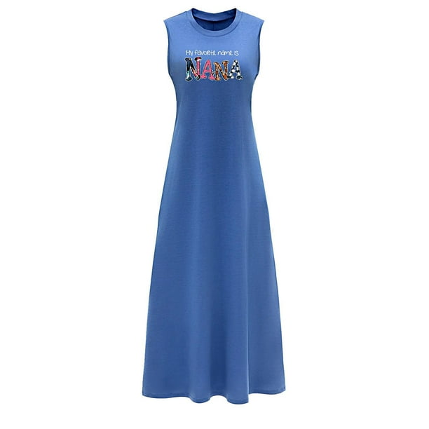 Vestido largo de verano para mujer, vestido de cuello redondo suave y transpirable para mujer adolescente L