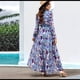 thumbnail image 4 of Vestido Bohemio Informal de Larga con Escote en V Profundo para Mujer Azul XL, 4 of 8