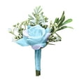 thumbnail image 2 of Fake Flowers Promotion Sale! Nomeni Fabric Bridal and Groom Corsage Rose Small Bud Silk Flower Before Wedding, Home Decor Clearance Sale Sky Blue, 2 of 2
