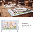 thumbnail image 3 of Placemats Set of 4, Happy Easter Bunny Woven Placemat, Linen Place Mats for Kitchen/Dining Tables, Spring Floral Pink Blue Plaid Washable Table Mats for Party, 3 of 8
