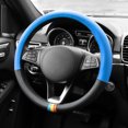 thumbnail image 3 of Universal Spectrum Microfiber Leather Steering Wheel Cover for Cars Trucks SUVs Blue/Black, 3 of 6