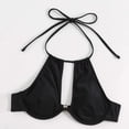 thumbnail image 5 of Women Solid Color High Waist Swimsuit With Underwire And Pads Hollow Sexy Bikini Set Pool Swim Wear, 5 of 8