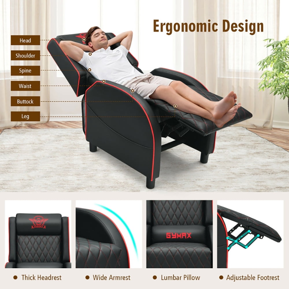 Finihen Massage Recliner Chair, Massage Gaming Recliner Chair with Headrest and Adjustable Backrest, for Home Theater, Red Finihen Massage Recliner Chair, Massage Gaming Recliner Chair with Headrest and Adjustable Backrest, for Home Theater, Red