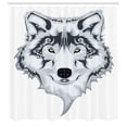 thumbnail image 3 of Ambesonne Tattoo Shower Curtain, Tibal Wild Wolf Tattoo, 69"Wx75"L, White and Black, 3 of 5