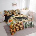 thumbnail image 2 of Manfei Autumn Leaf Plaid 7-Piece Twin Bedding,Cartoon Wolf Bedding Comforter Set,Brown,Black Reversible, 2 of 7