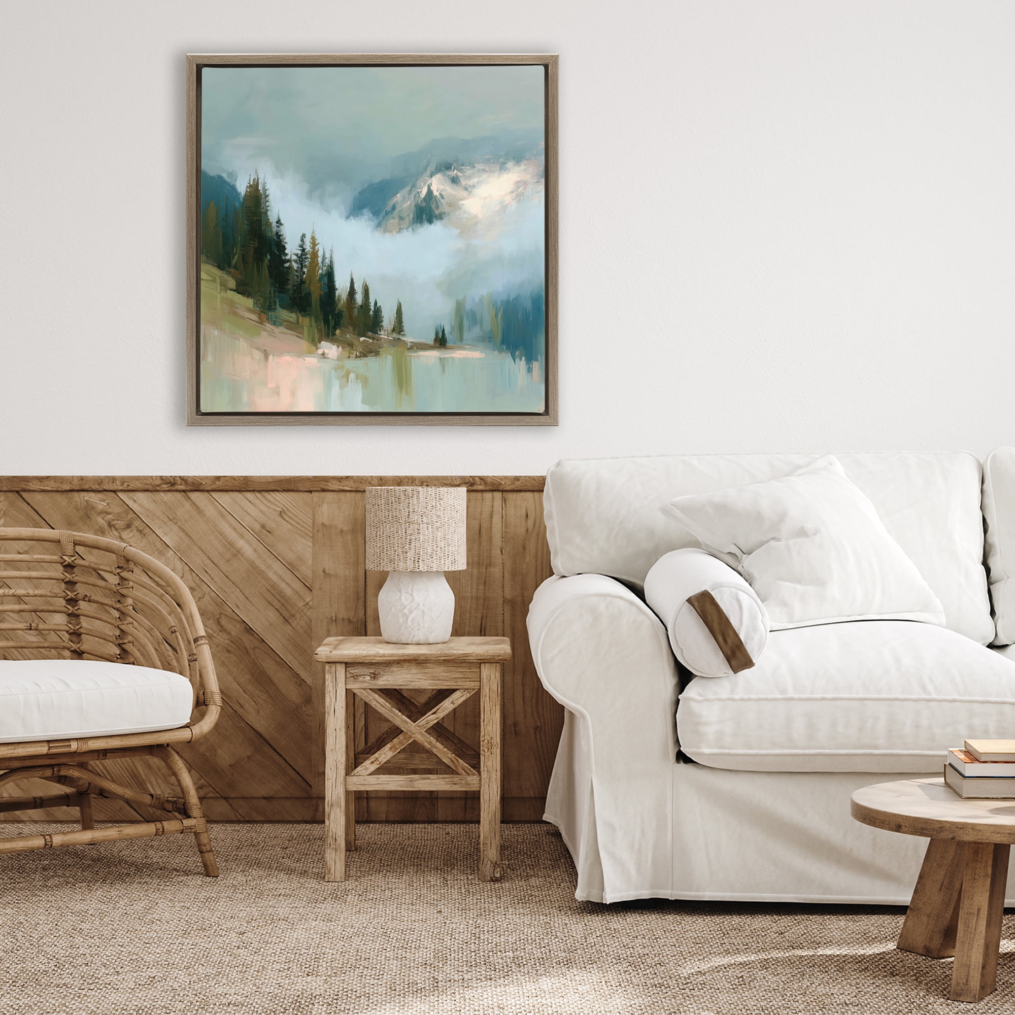 Stupell Industries Fog On The Mountains Brown Framed Floater Canvas Wall Art, design by Kim Curinga