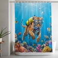 thumbnail image 5 of Funny Diving Tiger Shower Curtain Set, Waterproof Shower Curtains for Bathroom, Ocean Sea Coastal Coral Fish Marine Life Washable Fabric Bath Curtain for Bathtub Decoration with Hooks 72x78 Inches, 5 of 9