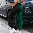 thumbnail image 6 of RYRJJ 2 Pack Women's Drawstring Sweatpants Y2K Color Block Patchwork Trousers Elastic High Waist Joggers Baggy Pants with Pockets(2 Pack Gray/Green,XL), 6 of 8