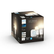 Philips Hue White A19 Bluetooth 75W Smart LED Starter Kit, White