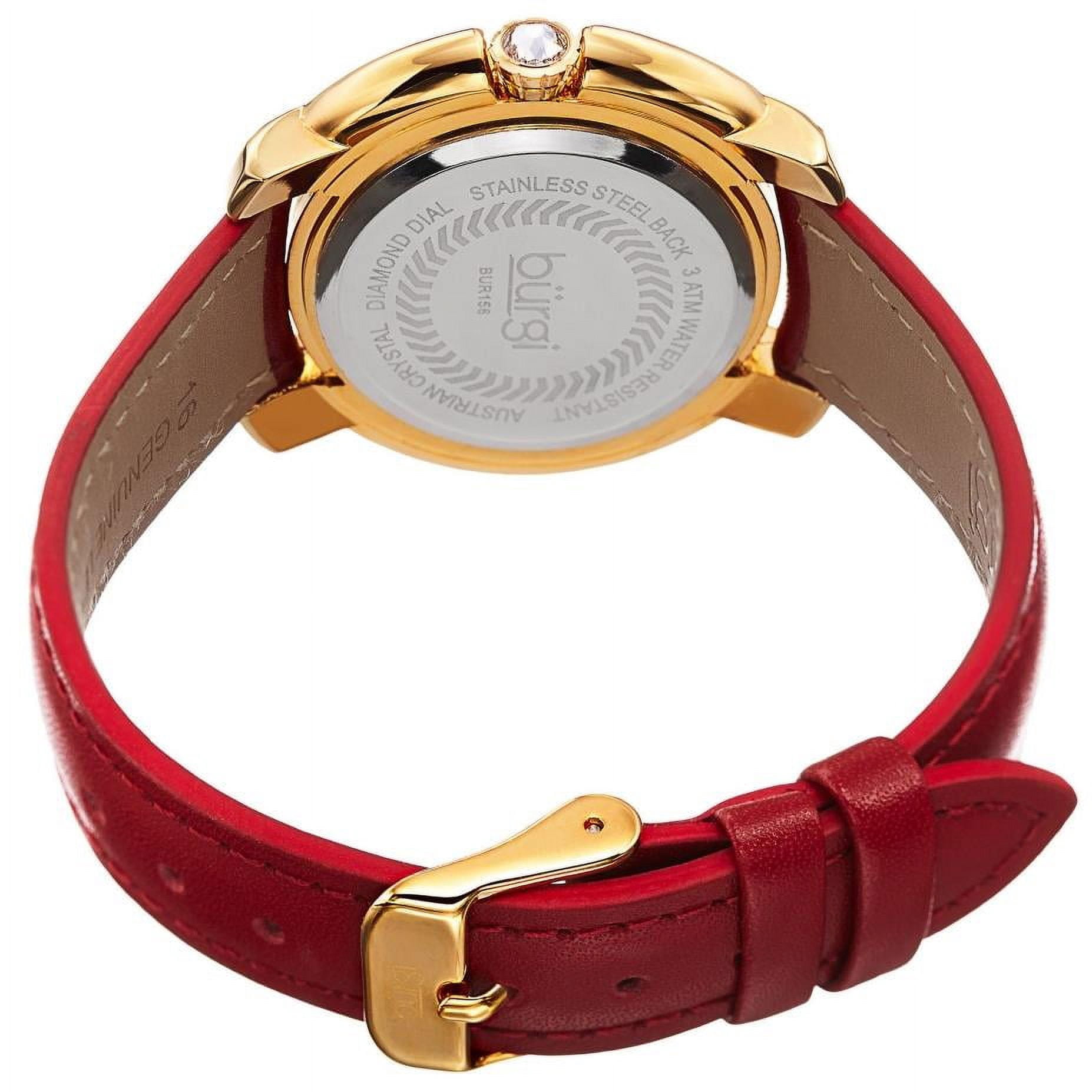BUR156RD Swarovski Crystal Mother of Pearl Diamond Red Womens Watch