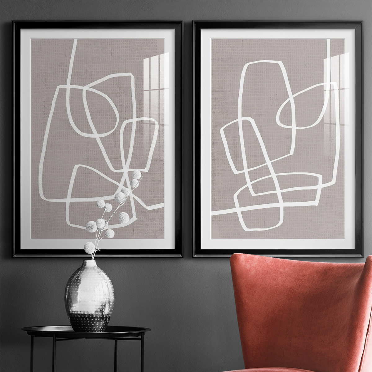 Wexford Home Linen Roundabout I Premium Framed Print, 22.5" x 30.5" - Ready to Hang, Black (Set of 2)