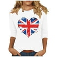 thumbnail image 2 of 4th of July Shirts Womens Red White and Blue Blouses Memorial Day T Shirt for Women 4th of July Top Womens 4th of July Tee Fashionable Women's Pullover Printed Casual Round Neck 3/4 Sleeve Top, 2 of 4