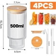 thumbnail image 3 of 500ml Juego de Vasos de Vidrio, 4 Piezas con Tapas y Popotes, Vasos de Cristal de 16oz, Vasos de Cristal con Tapa y Popote, Ideal para Café, Té y Bebidas Heladas, Perfecto para Hogar y Fiestas, 3 of 7