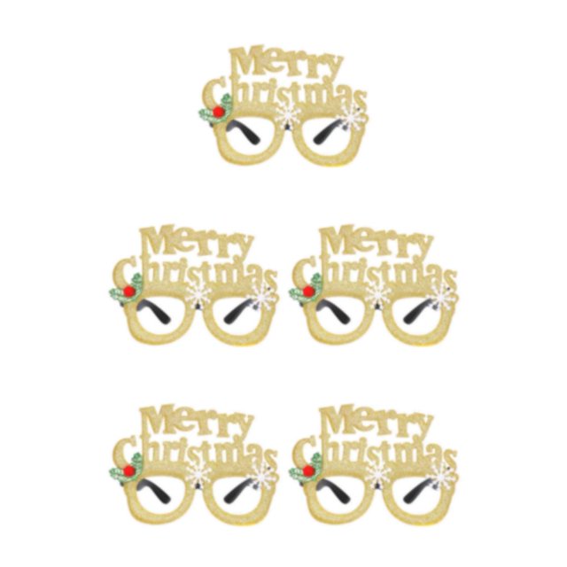 Becaristey Lunettes de Noël Funky Lunettes Décoratives pour Rassemblement Festif Spécial Multicolore Vert Anglais 5Ensemble