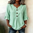 thumbnail image 2 of Axiiglly Blouses for Women, Short Sleeves Button Down V Neck Summer Outdoor Stripes Sirts, S-2XL, 2 of 6