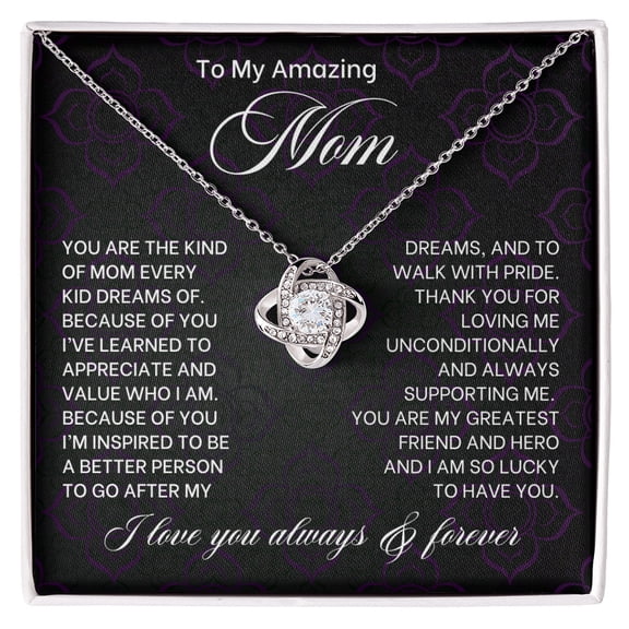 To My Mom Mother’S Day Sentimental Jewelry Necklace, A Meaningful Necklace Perfect For Anniversaries, Birthdays, Valentine V7470, White Love Knot Necklace