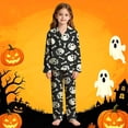 thumbnail image 2 of CONZONE Halloween Pajamas for Toddler Girls Printed Long Sleeve Button Down Tops and Pants Hallowmas Loungewear Soft 2 Piece Girls Pjs Set Size 3-4 Years, 2 of 4
