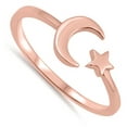thumbnail image 4 of CHOOSE YOUR COLOR Rose Gold-Tone Moon Star Celestial Ring .925 Sterling Silver Band Jewelry Female Size 3, 4 of 4