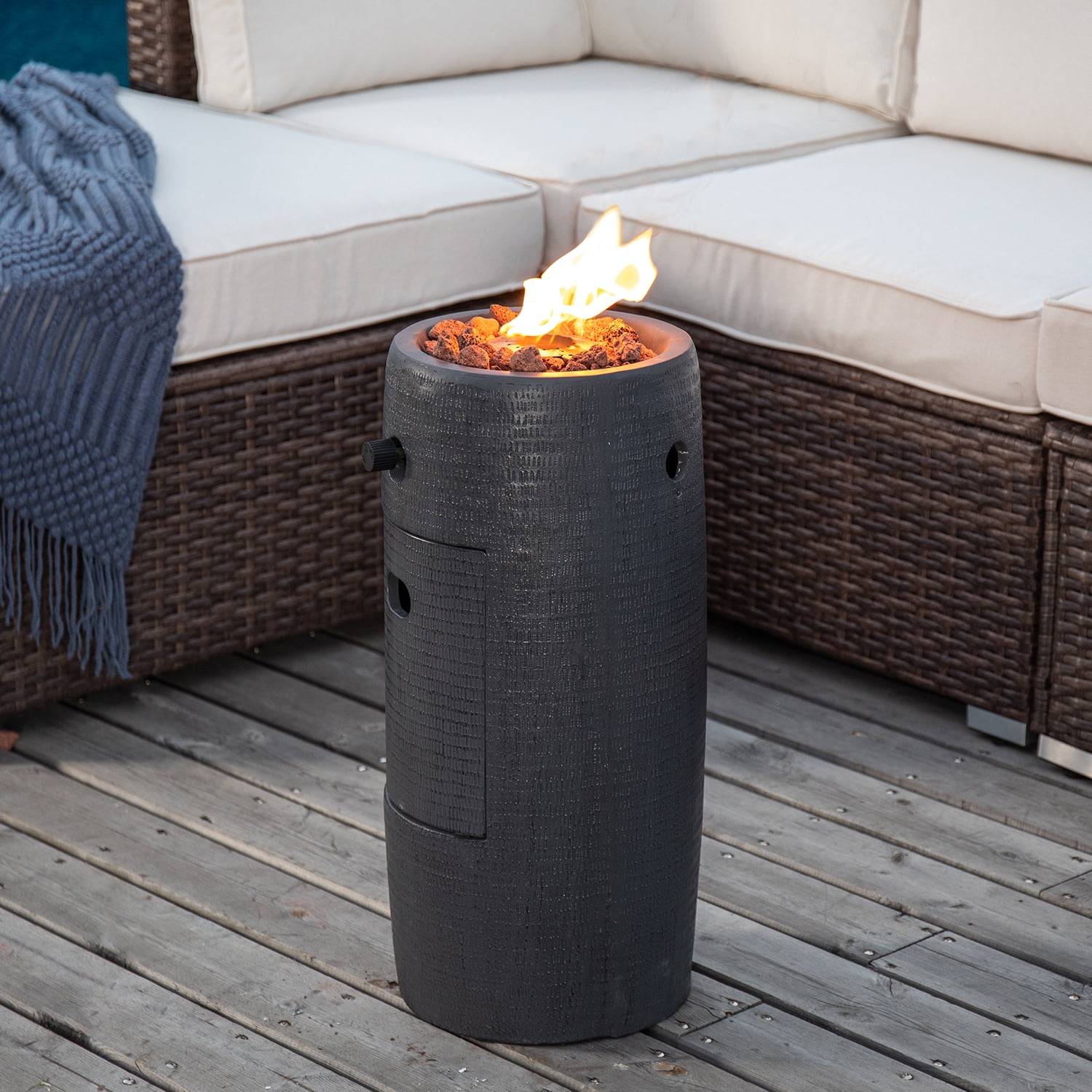 VENTOPYR 15,000 BTU 11-inch Round Outdoor Propane Fire Pit Table,Free Lava Rocks