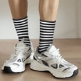 thumbnail image 6 of Rateoe Black And White Stripes for Women Casual Calf Socks - Cute Crew Socks - Thin Soft Above Ankle Socks Size 5-11, 6 of 6