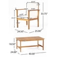 thumbnail image 2 of Kselythan Patio Chairs 3 Piece Acacia Wood Tabletop Conversation Set, Coffee Table With 2 Upholstered Chairs Weather Resistant Bistro Set For Porch Lawn Garden, 2 of 8