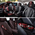 thumbnail image 4 of Binienty Gothic Skull Automotive Seat Covers Full Set Red Rose Auto Seat Covers Front And Back with Headrest Cover Steering Wheel Cover Armrest Pad Seat Belt Pads 14 Pieces Auto Interior Accessories, 4 of 8