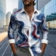 thumbnail image 1 of Ceisia Men's Red-Blue Wave Print Shirt | Stretchy Slim Long-Sleeve Turndown Collar Casual Top Gift, 1 of 5