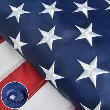 American Flag for Outside 3x5 FT Deluxe Heavy Duty 210D Nylon USA Flags Outdoor Tearproof Fade Resistant American Flags Embroidered Star Sewn Stripes Brass Grommets Premium US Flag