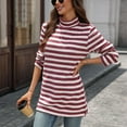 thumbnail image 3 of yillto Mock Neck Tops for Womens Sweaters Oversized Baggy Striped Long Sleeve Fall Trendy Clothes, 3 of 5