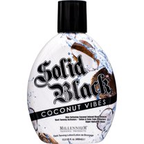 Millennium Tanning Solid Black COCONUT VIBES Infused Black Bronzer Dark Tanning Activators - Tattoo & Color Fade Protectors Super Hydration Blend Indoor/Outdoor Tanning Lotion 13.5 fl oz
