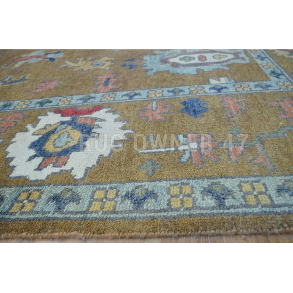 Hand-Knotted Colourful Oushak Area Rug 9X12 Handmade Wool Area Rug
