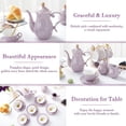 thumbnail image 4 of 22 pcs White Porcelain Tea Set for 6, Luxury British Style Tea/Coffee Cup Set with Golden Trim, Beautiful Tea Set for Women, Tea Party Set, Gift Package (With a Stand), 4 of 10