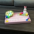 thumbnail image 4 of Mod Lighting and Decor Rectangular Wooden "Hoppy Easter" Accent Tray with Handles - 15.5" - Pink, 4 of 4