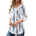 thumbnail image 3 of UVN Summer Square Neck Blouses for Women 3/4 Sleeve Shirt Ladies Dressy Casual Button Tunic Tops, 3 of 8