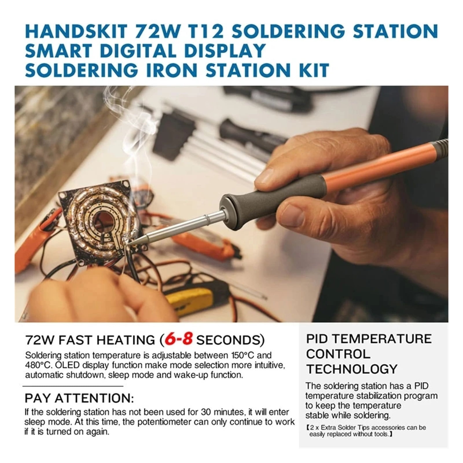 Heat Gun Soldering Station OLED Digital Adjustment Auto Sleep Micro Electronic Cellphone Repair Welding Tools ,Variable Temperature
